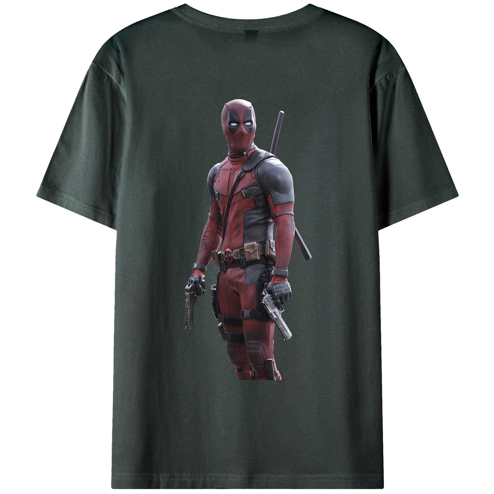 （画像用） Deadpool デッドプール 綿100％ メンズ半袖Tシャツ（バックプリント） 通気性